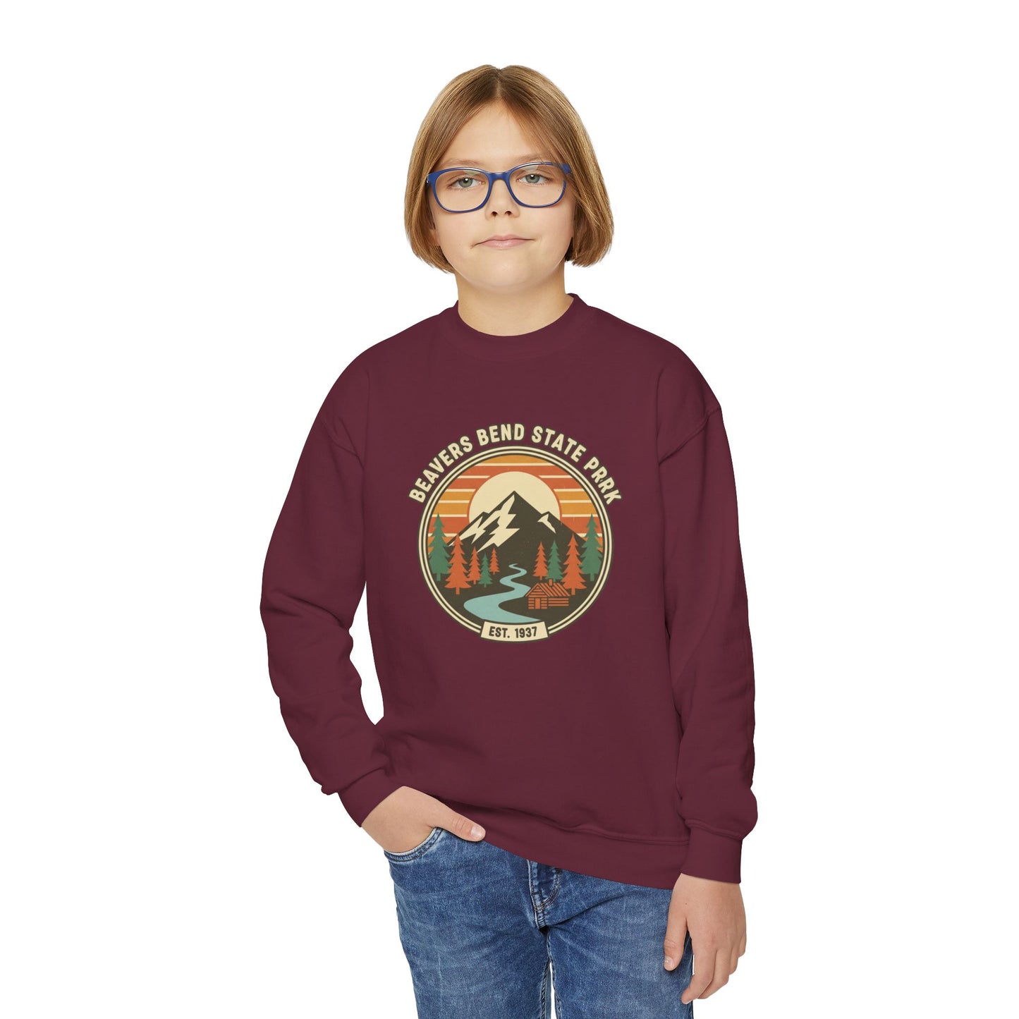 Vintage Beavers Bend State Park Kids Unisex Sweatshirt